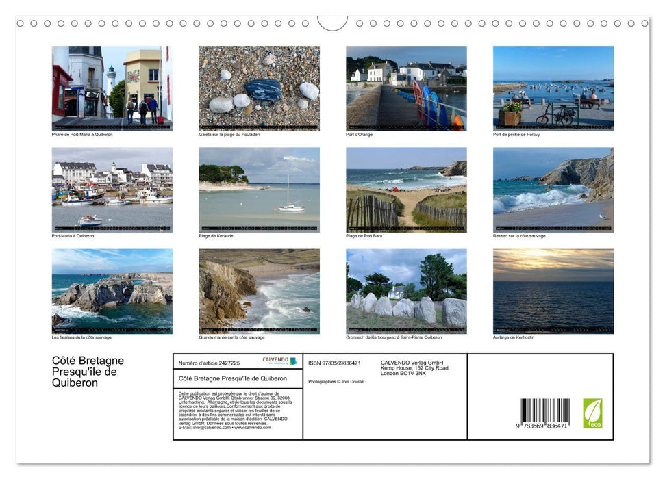 Côté Bretagne Presqu'île de Quiberon (CALVENDO Calendrier mensuel 2027)