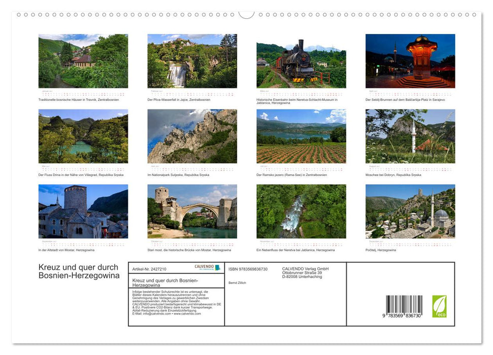 Kreuz und quer durch Bosnien-Herzegowina (CALVENDO Premium Wandkalender 2027)