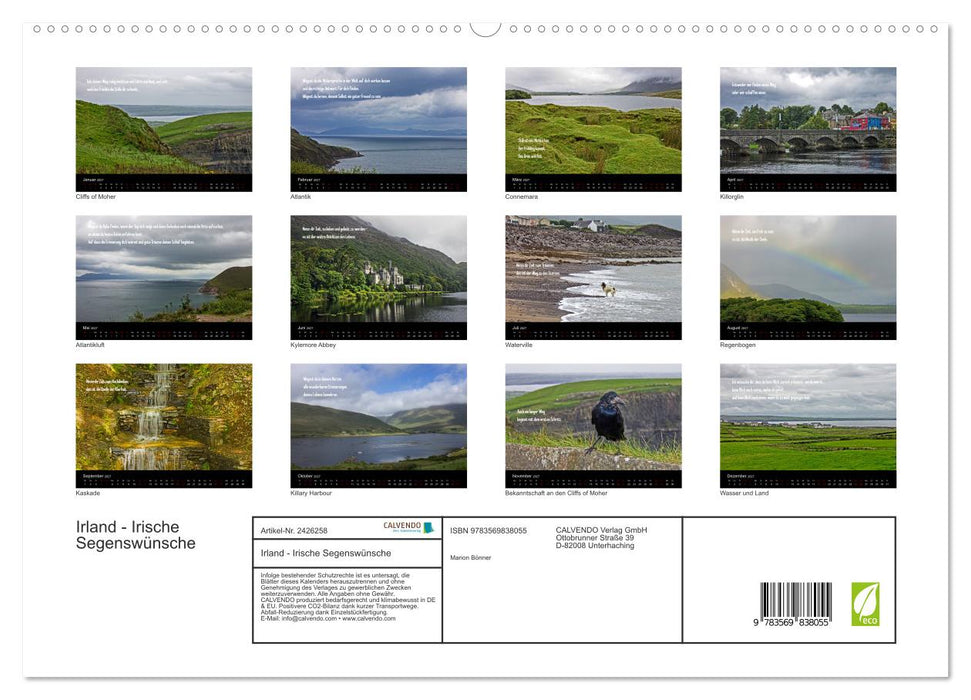 Irland - Irische Segenswünsche (CALVENDO Premium Wandkalender 2027)