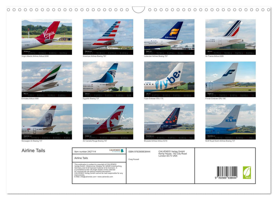 Airline Tails (CALVENDO Monthly Calendar 2027)