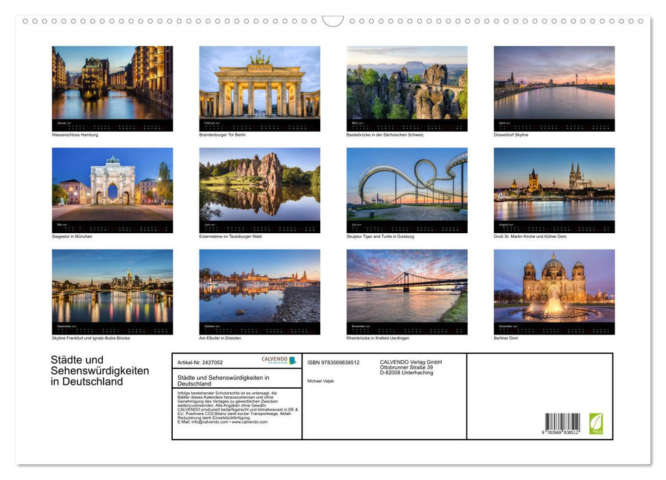 Städte und Sehenswürdigkeiten in Deutschland (CALVENDO Wandkalender 2027)