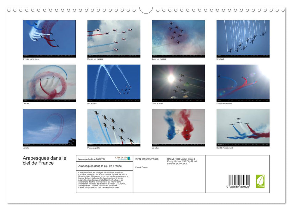 Arabesques dans le ciel de France (CALVENDO Calendrier mensuel 2027)
