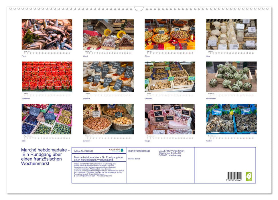 Marché hebdomadaire - Ein Rundgang über einen französischen Wochenmarkt (CALVENDO Wandkalender 2027)