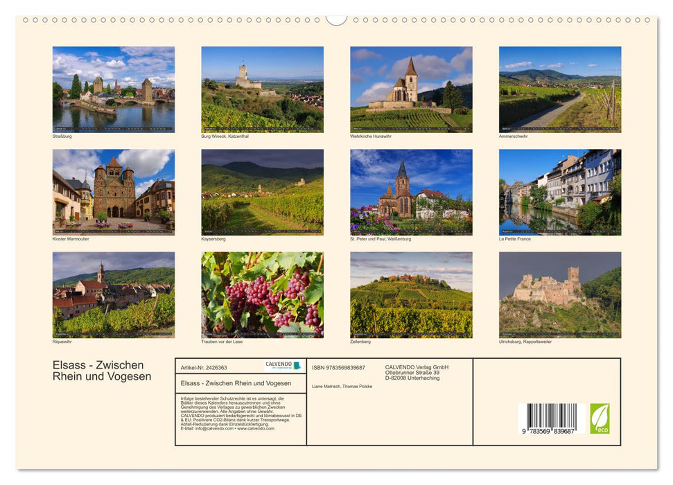 Elsass - Zwischen Rhein und Vogesen (CALVENDO Premium Wandkalender 2027)