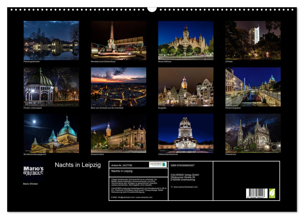Nachts in Leipzig (CALVENDO Wandkalender 2027)