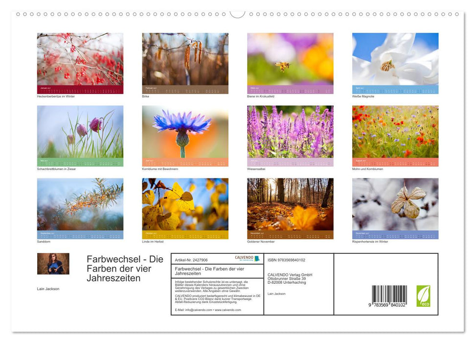 Farbwechsel - Die Farben der vier Jahreszeiten (CALVENDO Premium Wandkalender 2027)