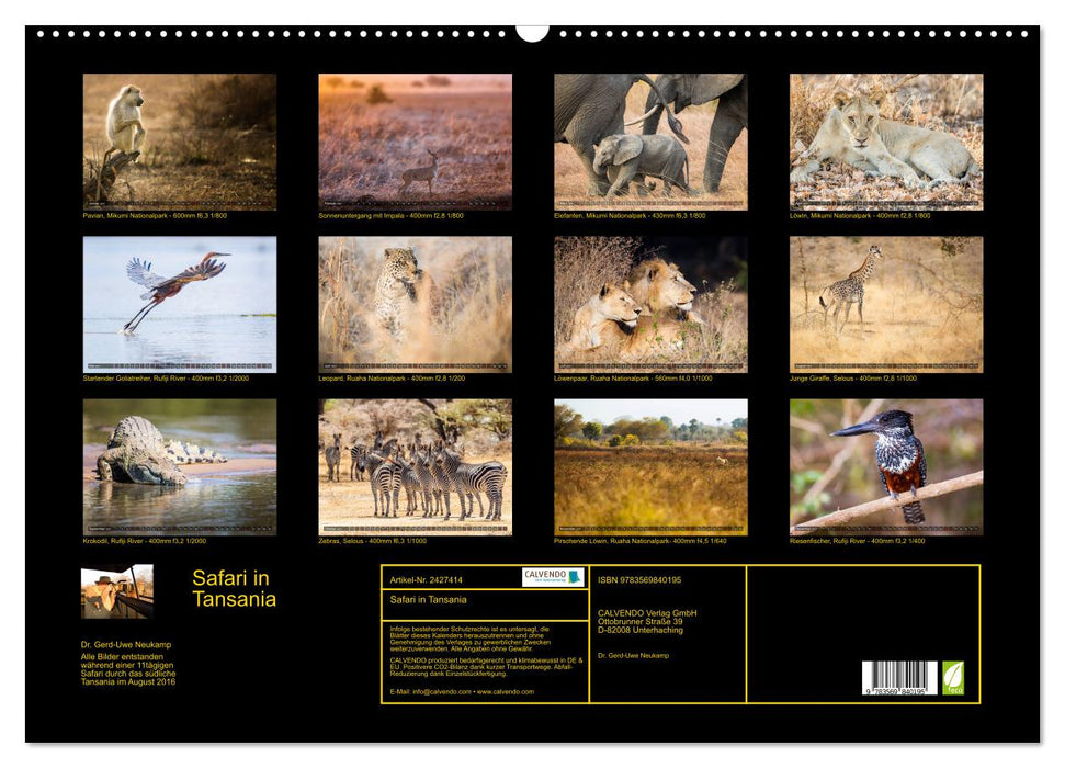 Safari in Tansania (CALVENDO Wandkalender 2027)