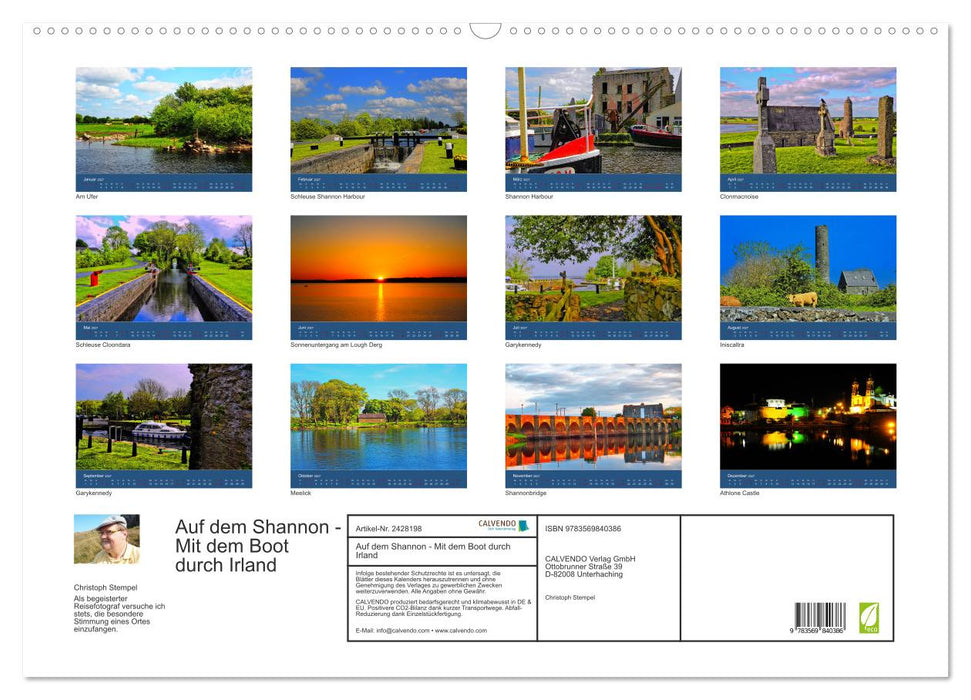 Auf dem Shannon - Mit dem Boot durch Irland (CALVENDO Wandkalender 2027)