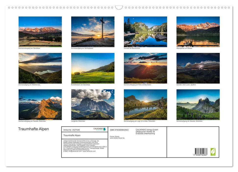 Traumhafte Alpen (CALVENDO Wandkalender 2027)