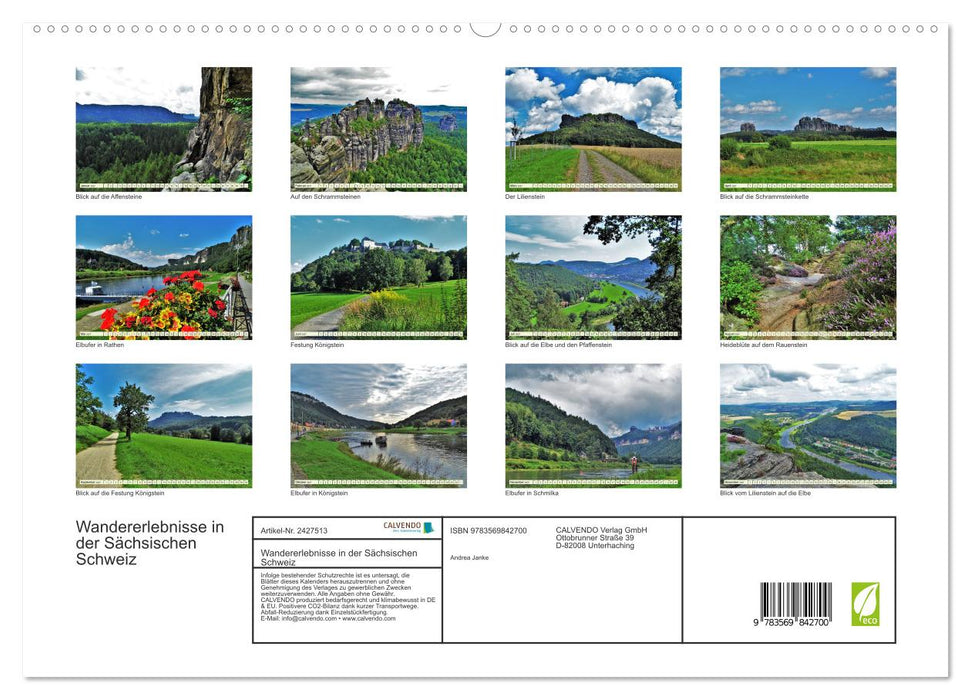 Wandererlebnisse in der Sächsischen Schweiz (CALVENDO Premium Wandkalender 2027)