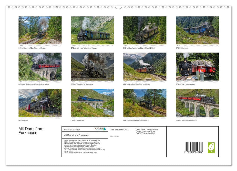 Mit Dampf am Furkapass (CALVENDO Premium Wandkalender 2027)