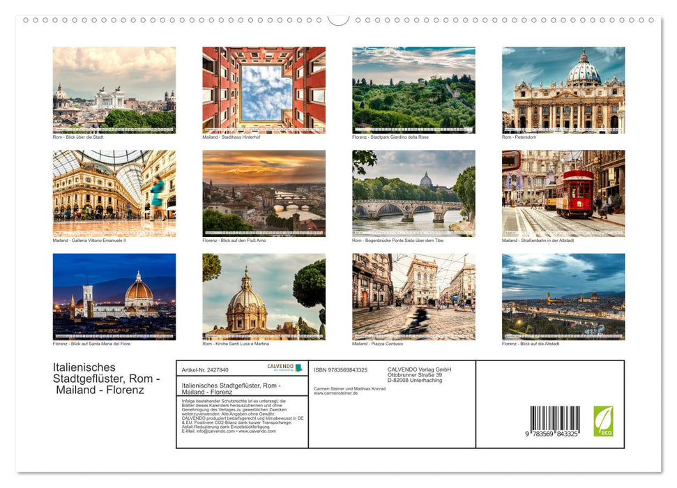 Italienisches Stadtgeflüster, Rom - Mailand - Florenz (CALVENDO Premium Wandkalender 2027)