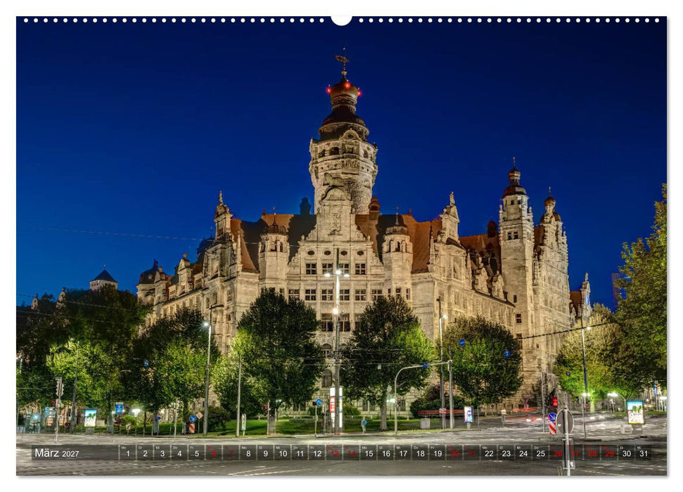 Nachts in Leipzig (CALVENDO Premium Wandkalender 2027)