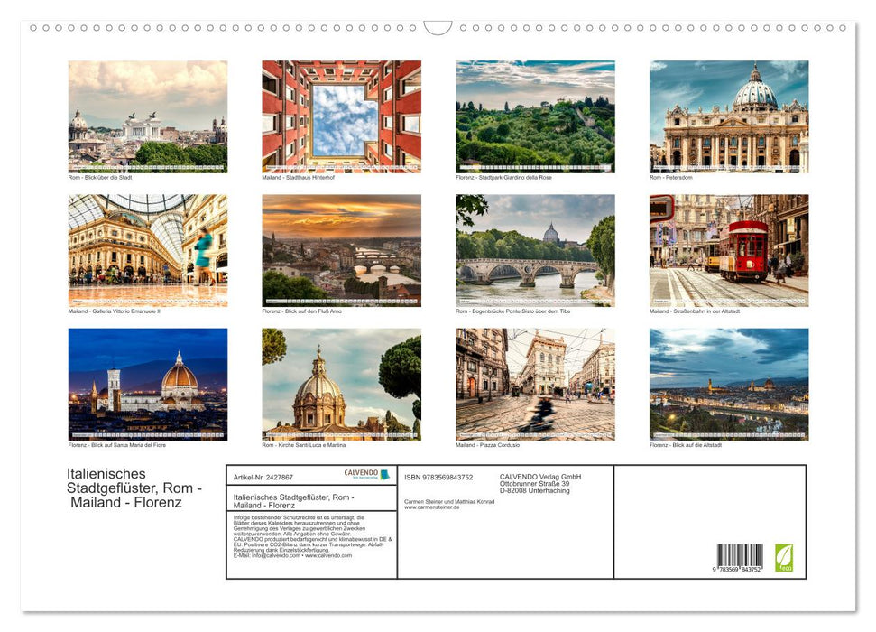Italienisches Stadtgeflüster, Rom - Mailand - Florenz (CALVENDO Wandkalender 2027)