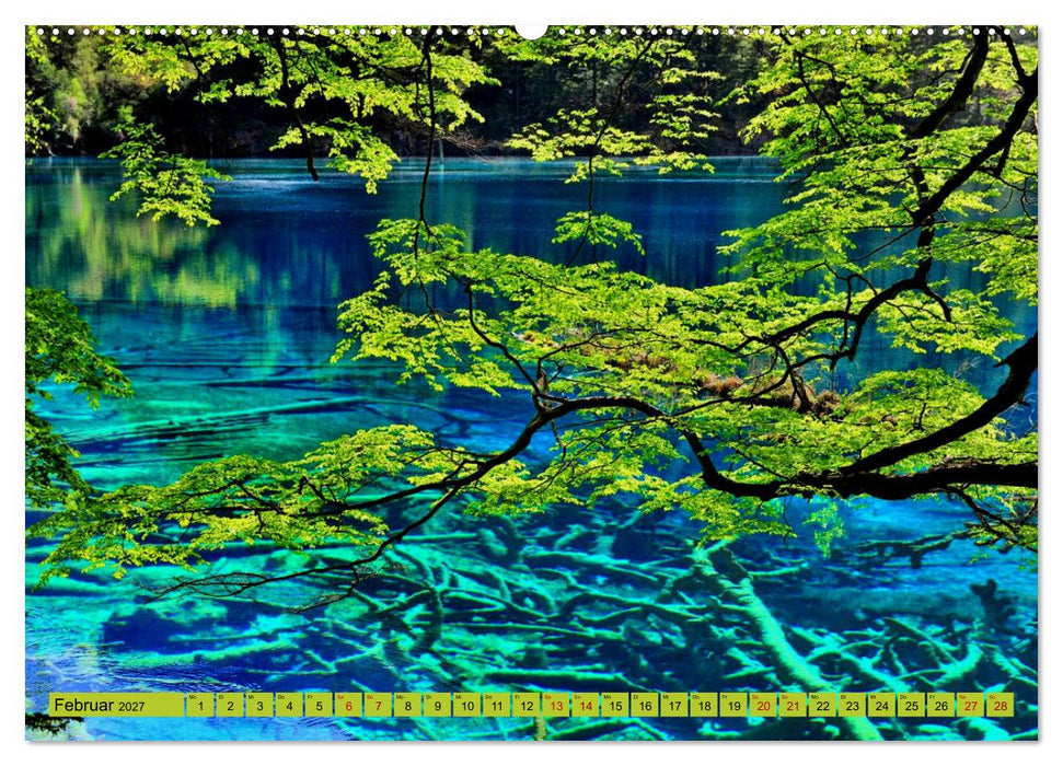 Die magischen Gewässer von Jiuzhaigou und Huanglong (CALVENDO Premium Wandkalender 2027)