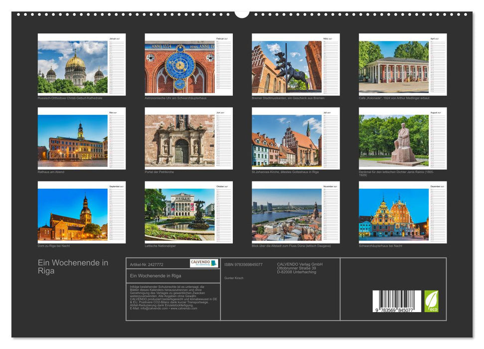 Ein Wochenende in Riga (CALVENDO Premium Wandkalender 2027)