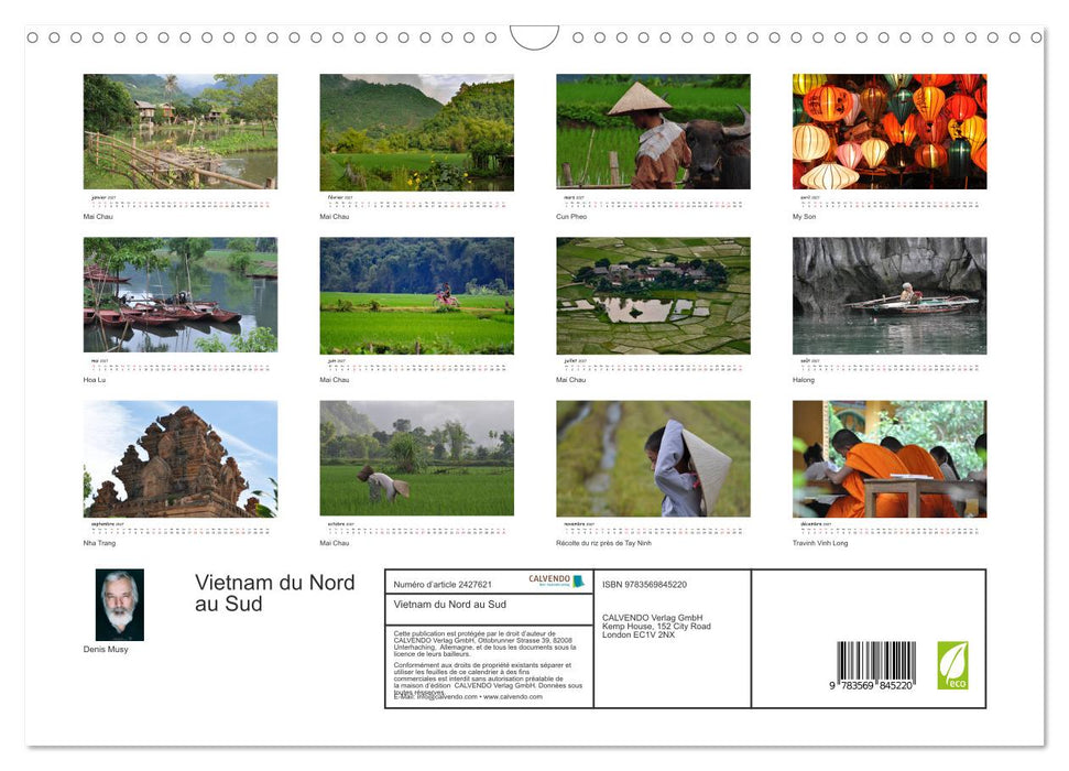 Vietnam du Nord au Sud (CALVENDO Calendrier mensuel 2027)