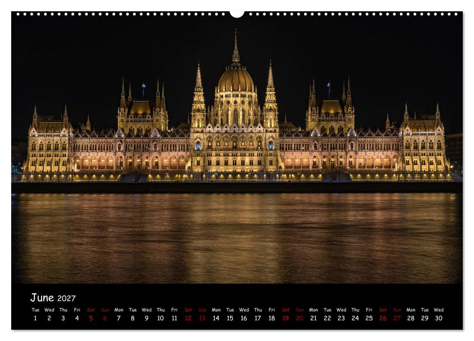 Danube River Nightlights (CALVENDO Premium-Calendar 2027)