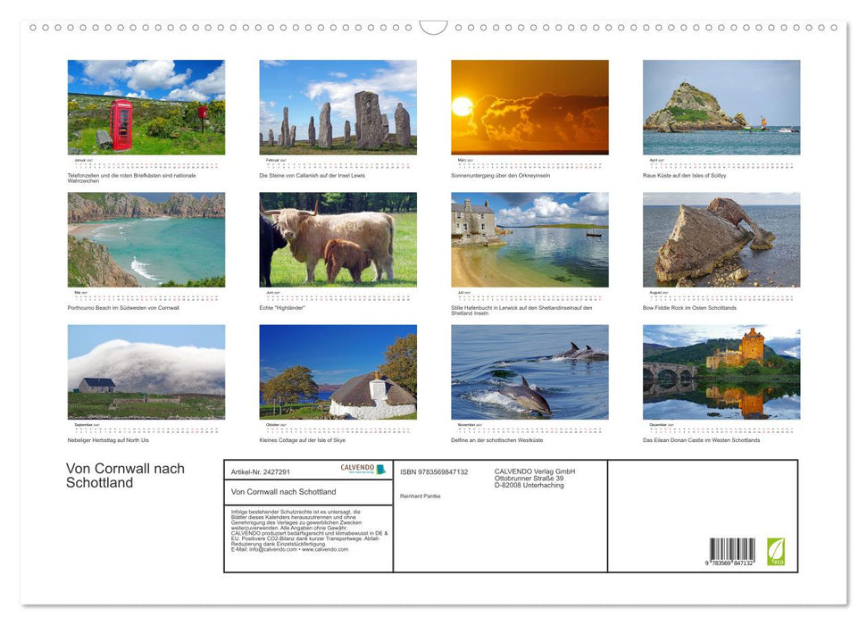Von Cornwall nach Schottland (CALVENDO Wandkalender 2027)