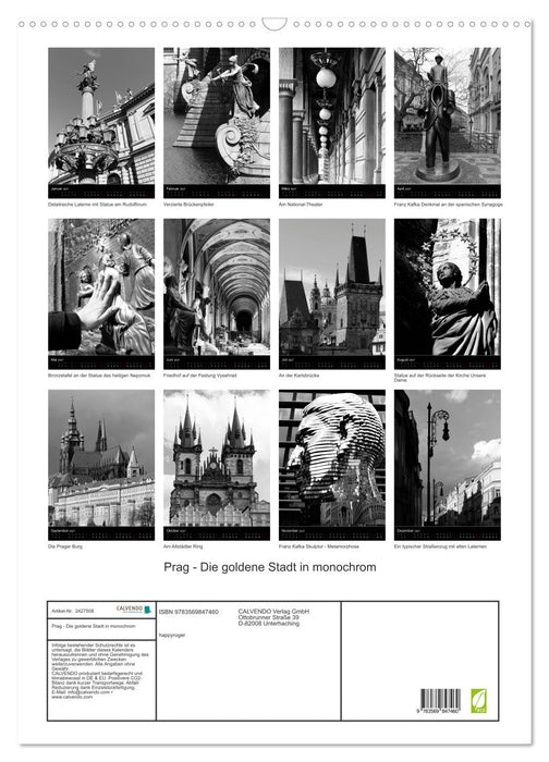 Prag - Die goldene Stadt in monochrom (CALVENDO Wandkalender 2027)