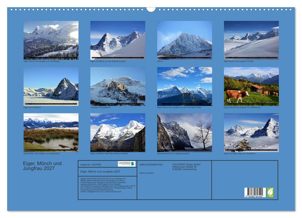 Eiger, Mönch und Jungfrau 2027 (CALVENDO Wandkalender 2027)