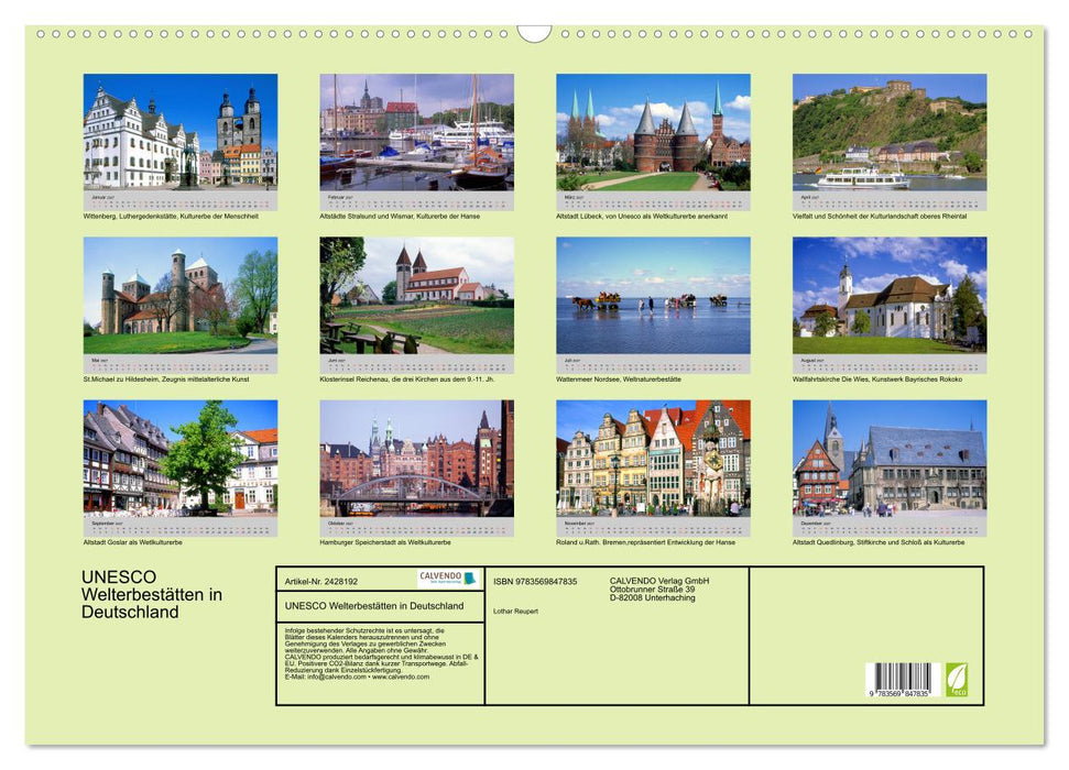UNESCO Welterbestätten in Deutschland (CALVENDO Wandkalender 2027)