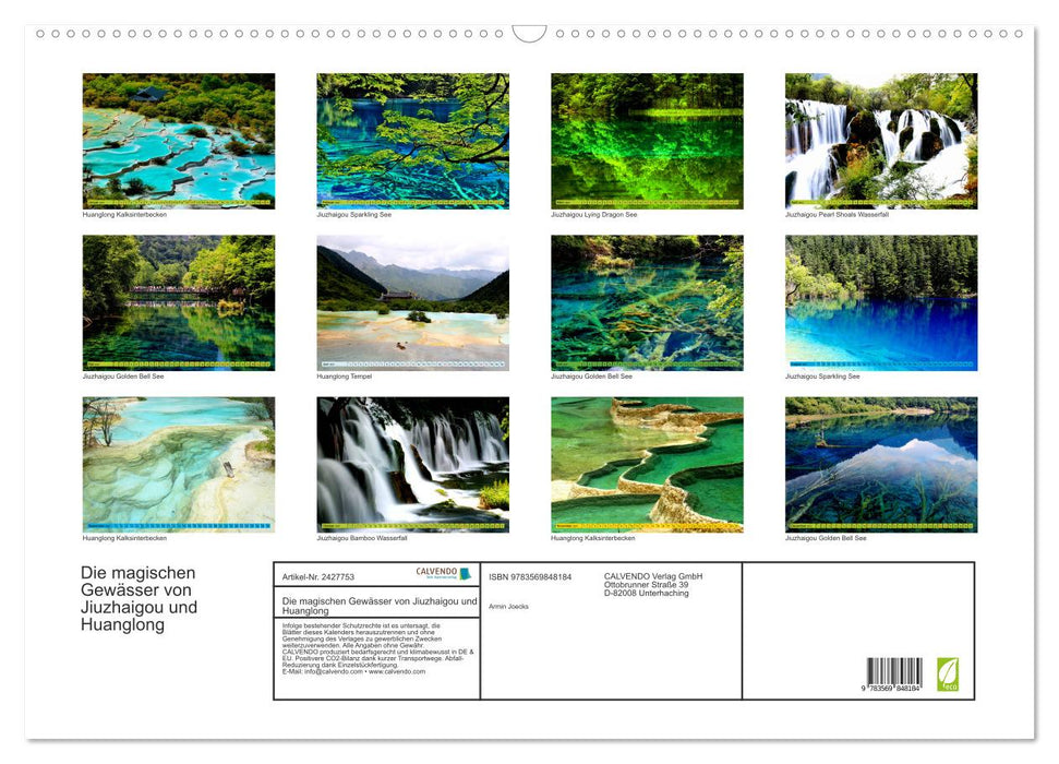 Die magischen Gewässer von Jiuzhaigou und Huanglong (CALVENDO Wandkalender 2027)