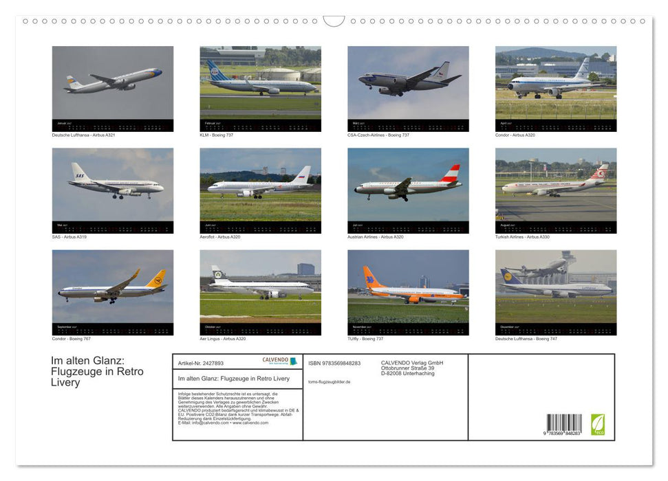 Im alten Glanz: Flugzeuge in Retro Livery (CALVENDO Wandkalender 2027)