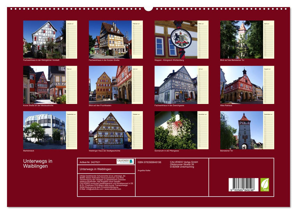 Unterwegs in Waiblingen (CALVENDO Premium Wandkalender 2027)