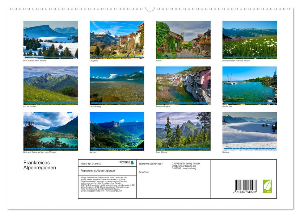 Frankreichs Alpenregionen (CALVENDO Premium Wandkalender 2027)
