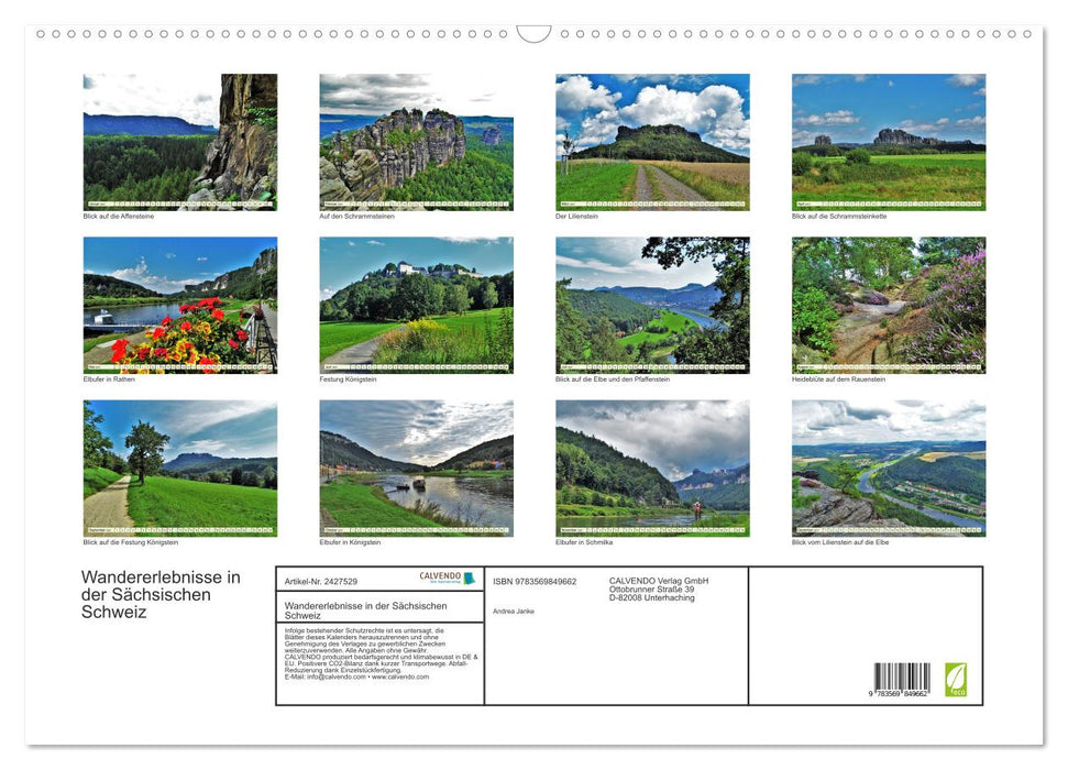 Wandererlebnisse in der Sächsischen Schweiz (CALVENDO Wandkalender 2027)
