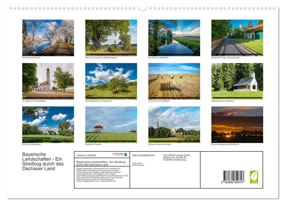 Bayerische Landschaften - Ein Streifzug durch das Dachauer Land (CALVENDO Premium Wandkalender 2027)