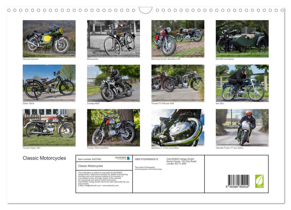 Classic Motorcycles (CALVENDO Monthly Calendar 2027)
