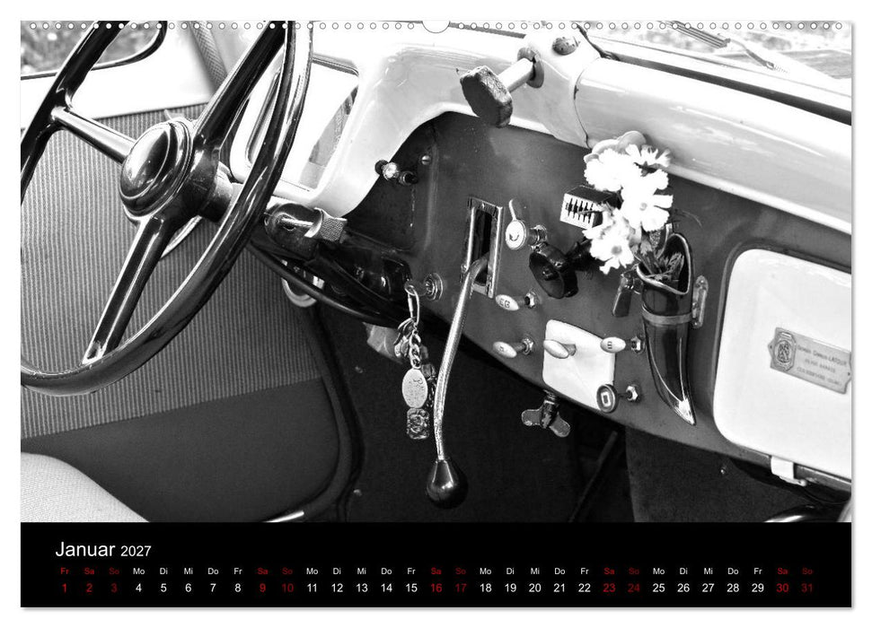 Citroën 11 CV Traction Avant in schwarzweiss (CALVENDO Premium Wandkalender 2027)