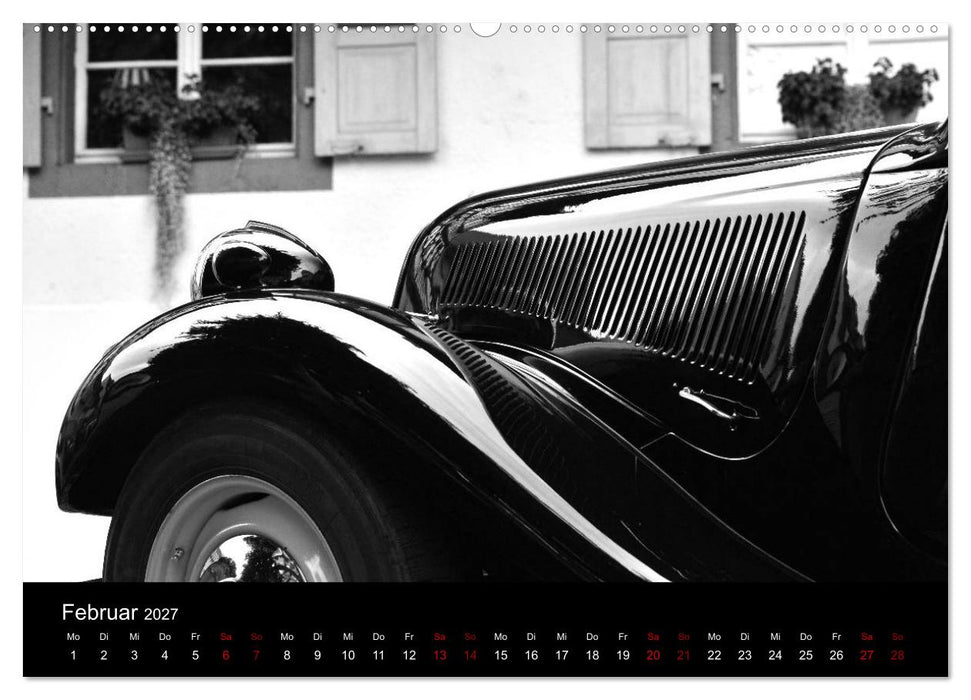 Citroën 11 CV Traction Avant in schwarzweiss (CALVENDO Premium Wandkalender 2027)