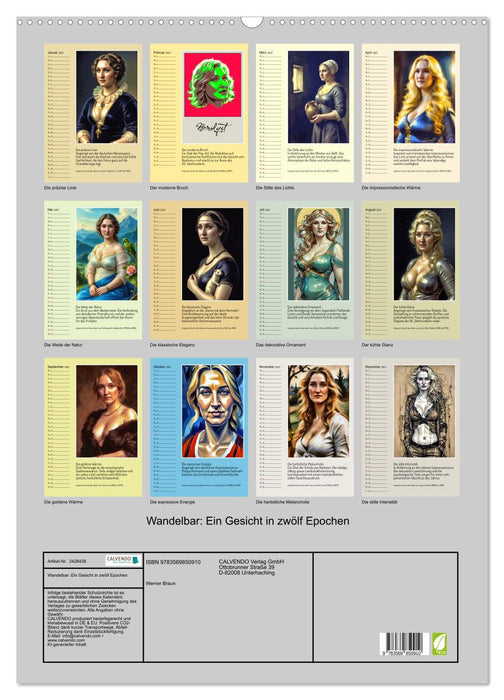 Wandelbar: Ein Gesicht in zwölf Epochen (CALVENDO Wandkalender 2027)