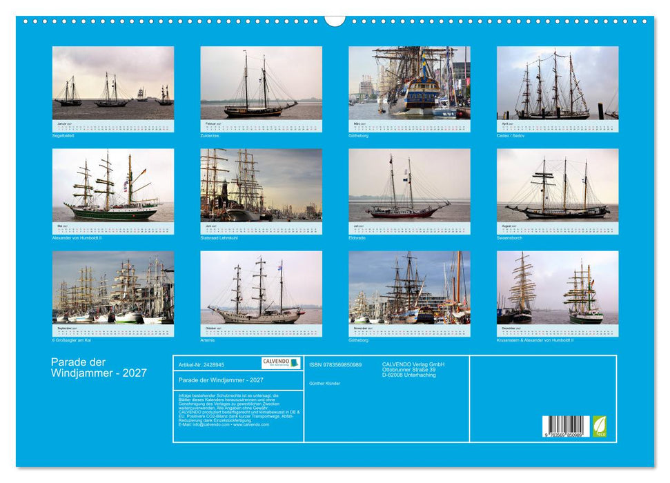 Parade der Windjammer - 2027 (CALVENDO Wandkalender 2027)