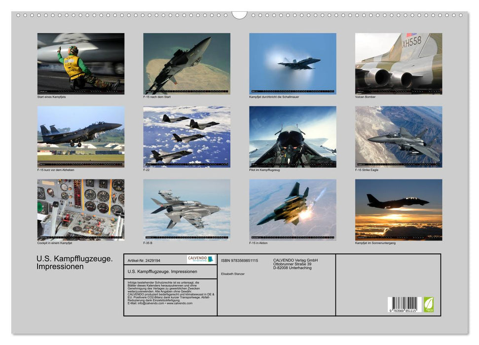U.S. Kampfflugzeuge. Impressionen (CALVENDO Wandkalender 2027)