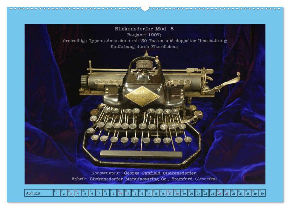 Schreibmaschinen um 1900 (CALVENDO Wandkalender 2027)