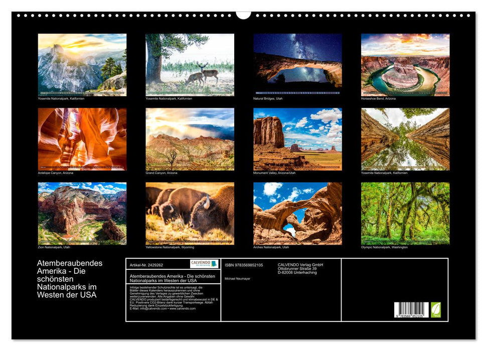 Atemberaubendes Amerika - Die schönsten Nationalparks im Westen der USA (CALVENDO Wandkalender 2027)