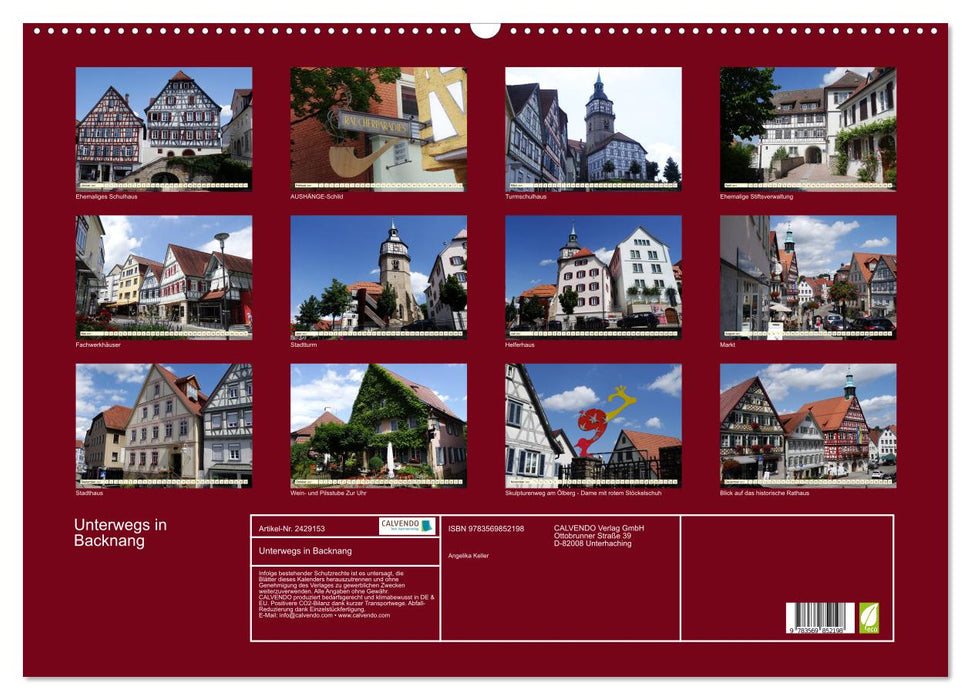 Unterwegs in Backnang (CALVENDO Wandkalender 2027)