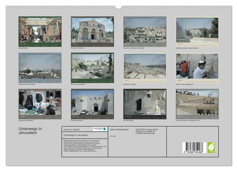 Unterwegs in Jerusalem (CALVENDO Premium Wandkalender 2027)