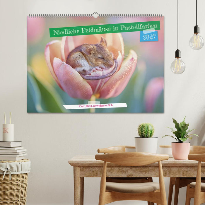 Niedliche Feldmäuse in Pastellfarben (CALVENDO Wandkalender 2027)