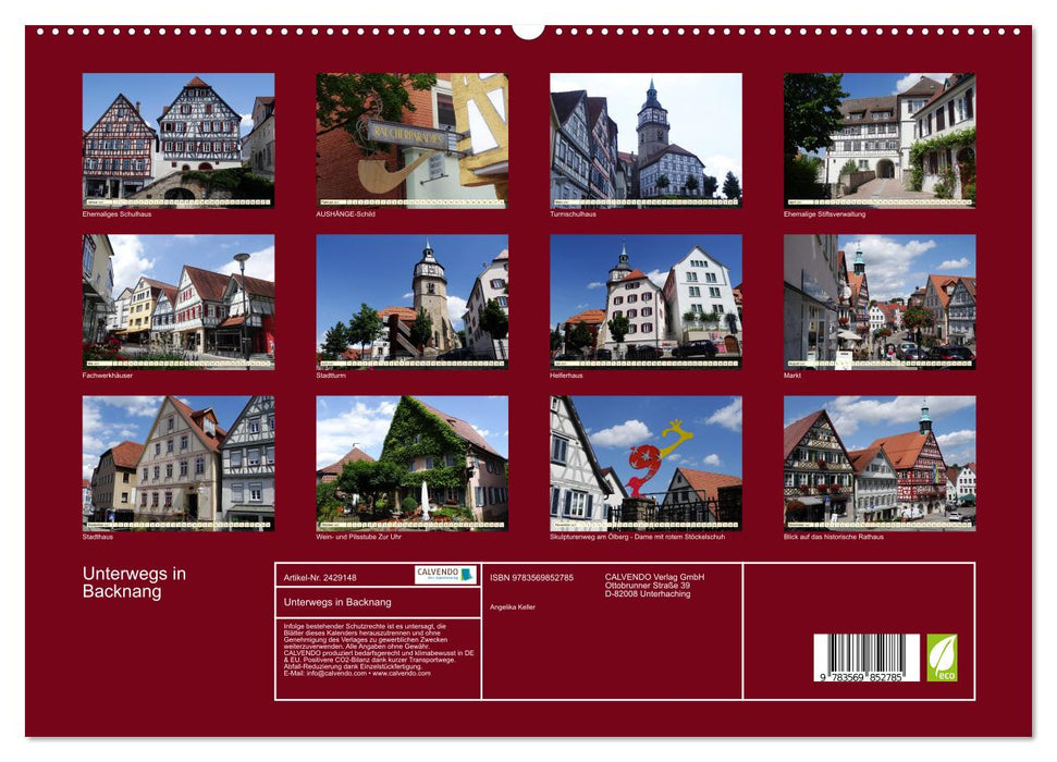 Unterwegs in Backnang (CALVENDO Premium Wandkalender 2027)