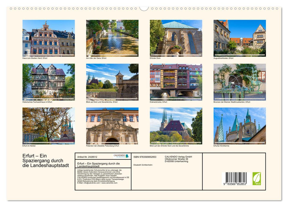 Erfurt – Ein Spaziergang durch die Landeshauptstadt (CALVENDO Premium Wandkalender 2027)