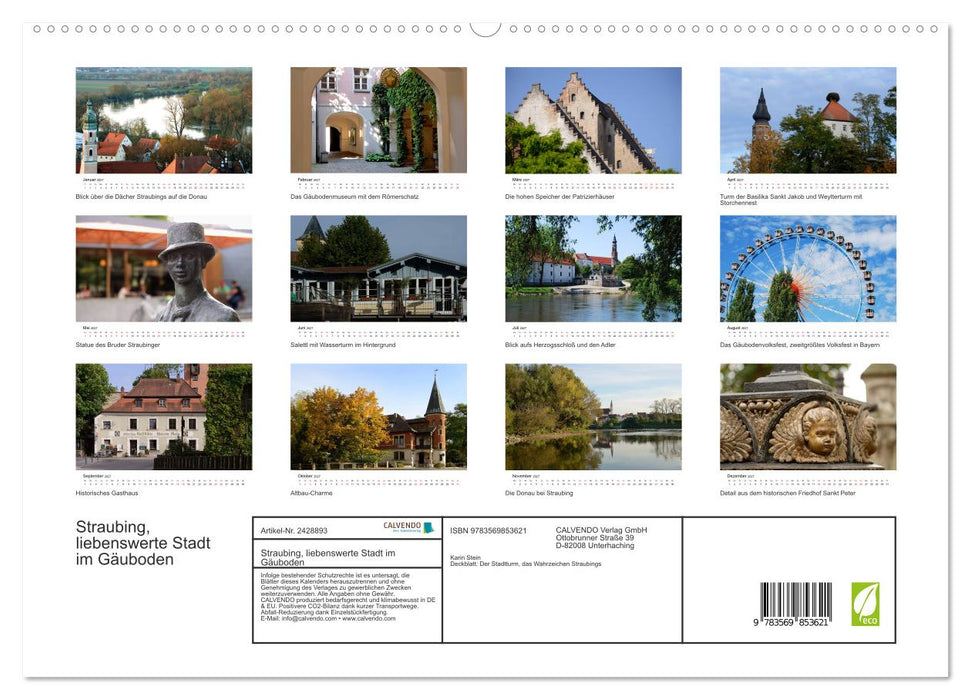 Straubing, liebenswerte Stadt im Gäuboden (CALVENDO Premium Wandkalender 2027)