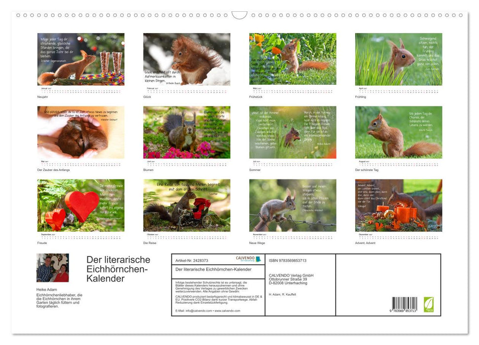 Der literarische Eichhörnchen-Kalender (CALVENDO Wandkalender 2027)