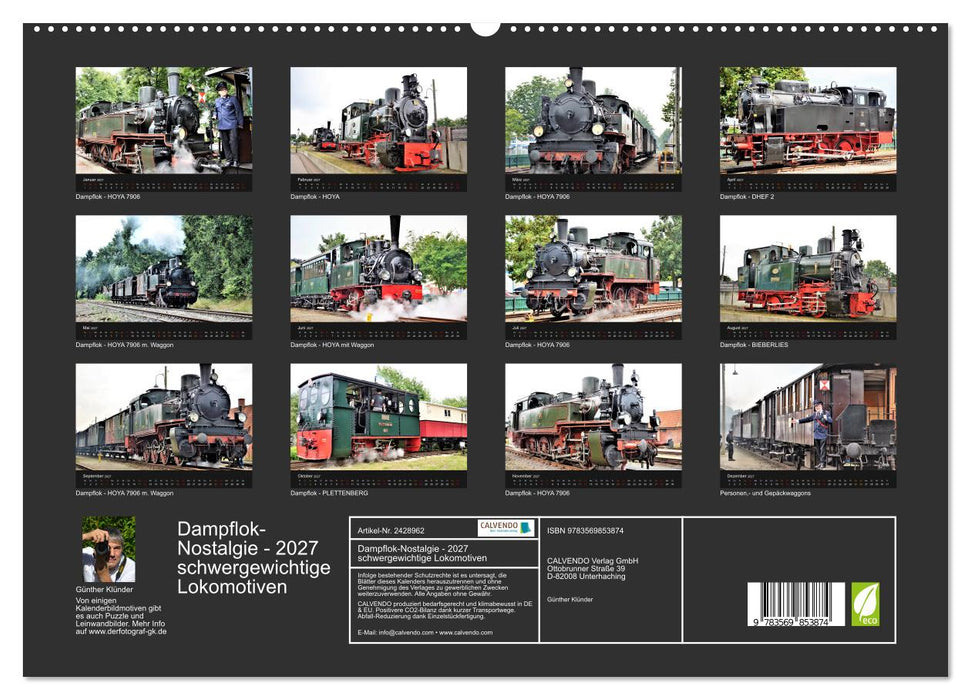 Dampflok-Nostalgie - 2027 schwergewichtige Lokomotiven (CALVENDO Premium Wandkalender 2027)