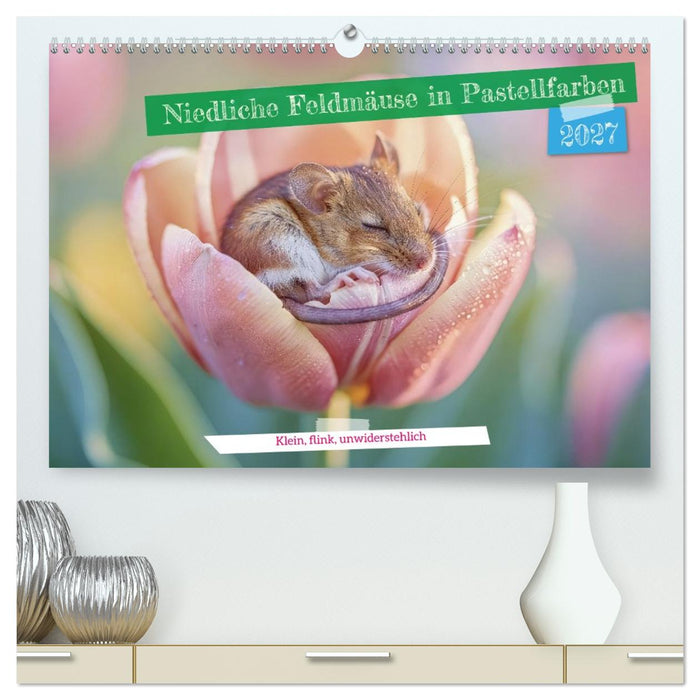 Niedliche Feldmäuse in Pastellfarben (CALVENDO Premium Wandkalender 2027)