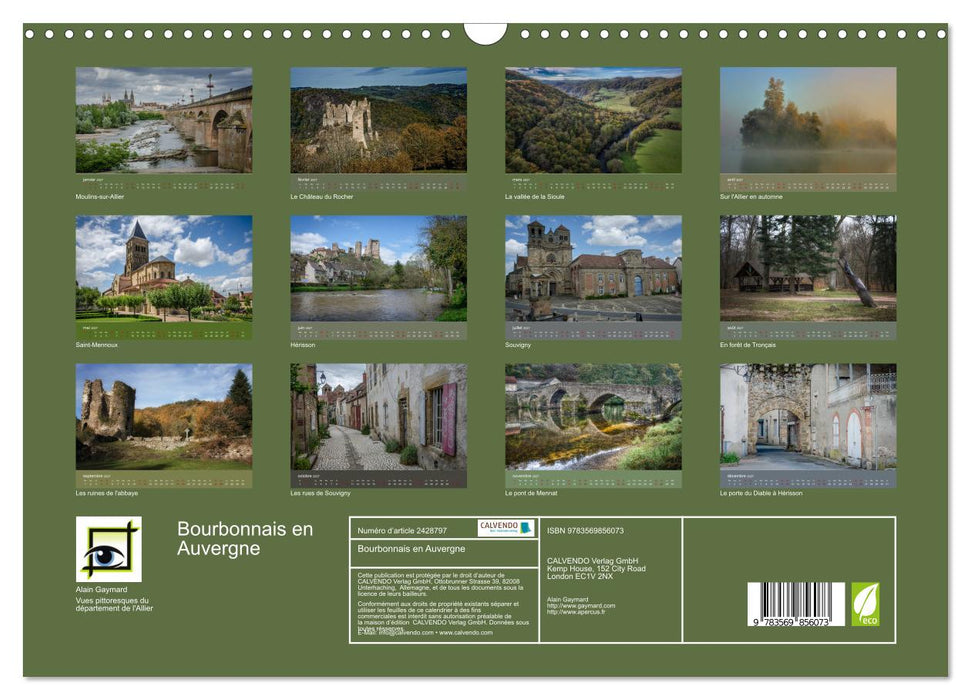 Bourbonnais en Auvergne (CALVENDO Calendrier mensuel 2027)